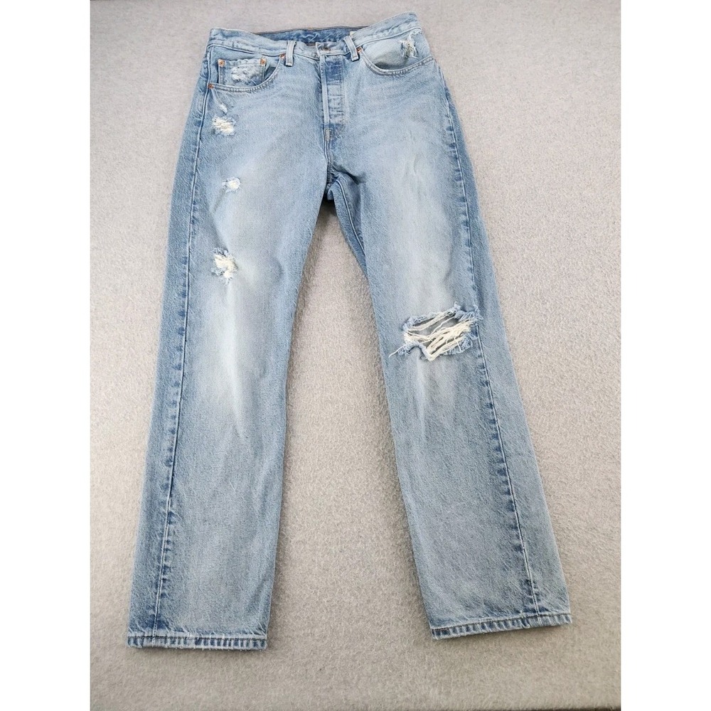 Levis 501 Original Fit‎ Distressed Jeans Button Fly 32x30 White Label Denim